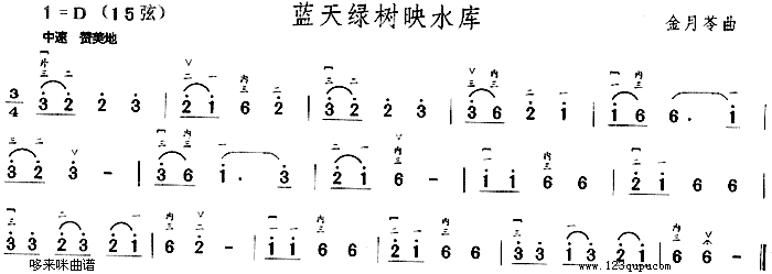 蓝天绿树映水库1
