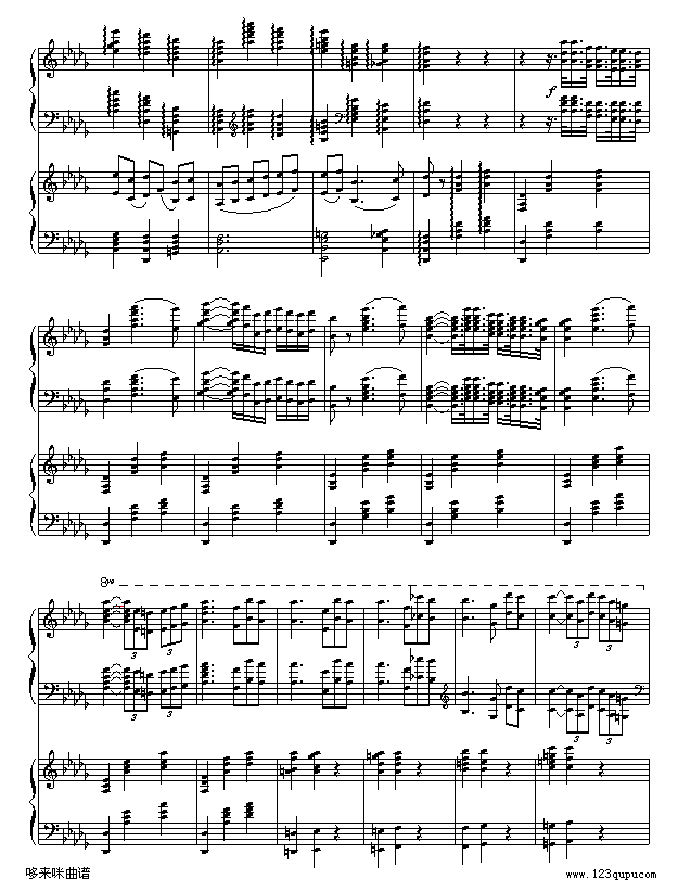 降b小调第一钢琴协奏曲(两架钢琴谱）-柴科夫斯基2