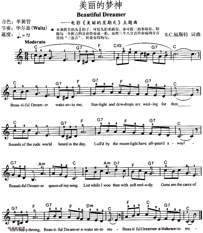美丽的梦神 Beautiful Dreamer(《美丽的星期天》主题曲)1