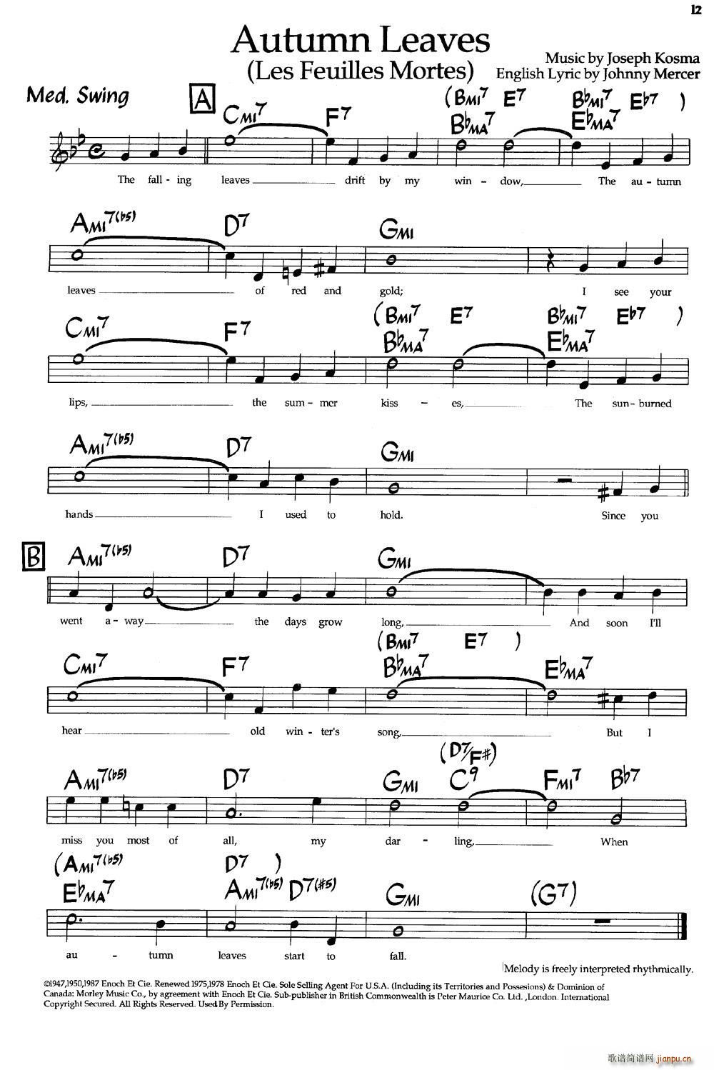 Autumn Leaves(爵士钢琴曲)1