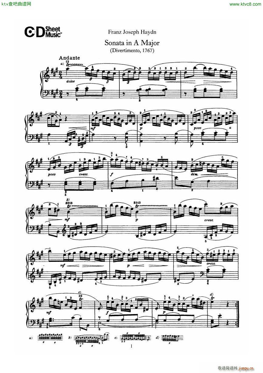 Haydn Joseph Sonata no 12 in A Major1