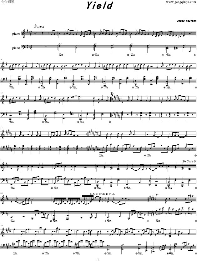 Yield-钢琴谱(钢琴曲)-Sound Horizon1