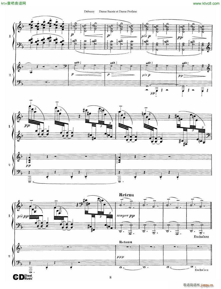 Debussy Danse Sacrée et Danse Profane 2 Piano s8