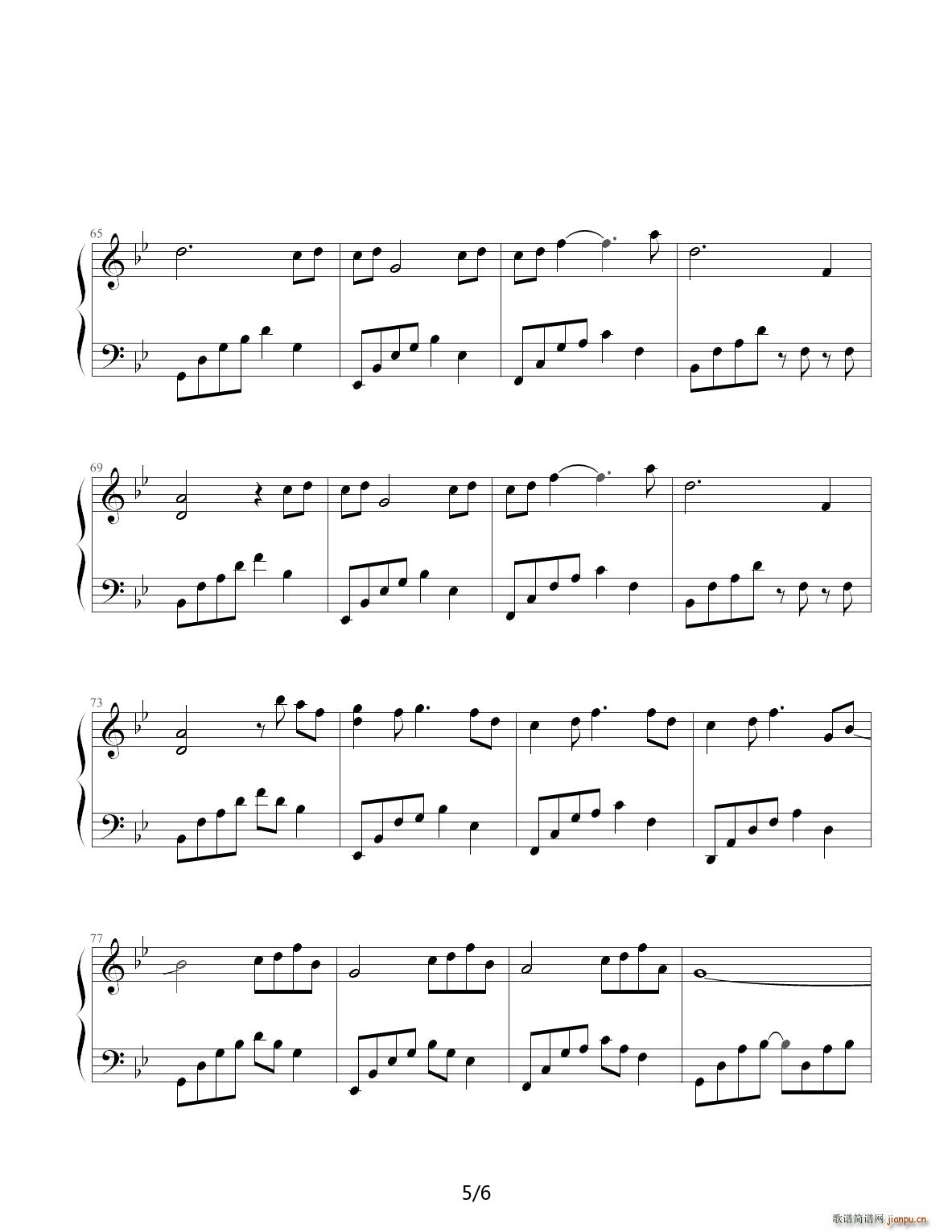 夜的钢琴曲（花的微笑 石进） 降B调5