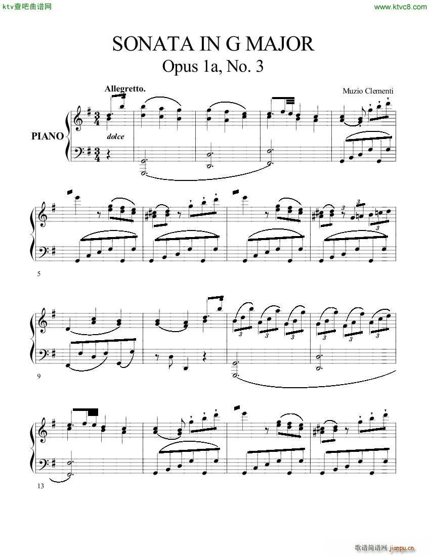 Clementi op 1a No 3 Sonate G major1