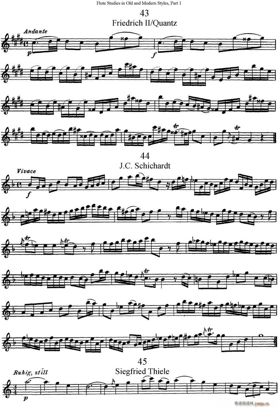 斯勒新老风格长笛练习重奏曲(第一部分)(NO 43-NO 46)1