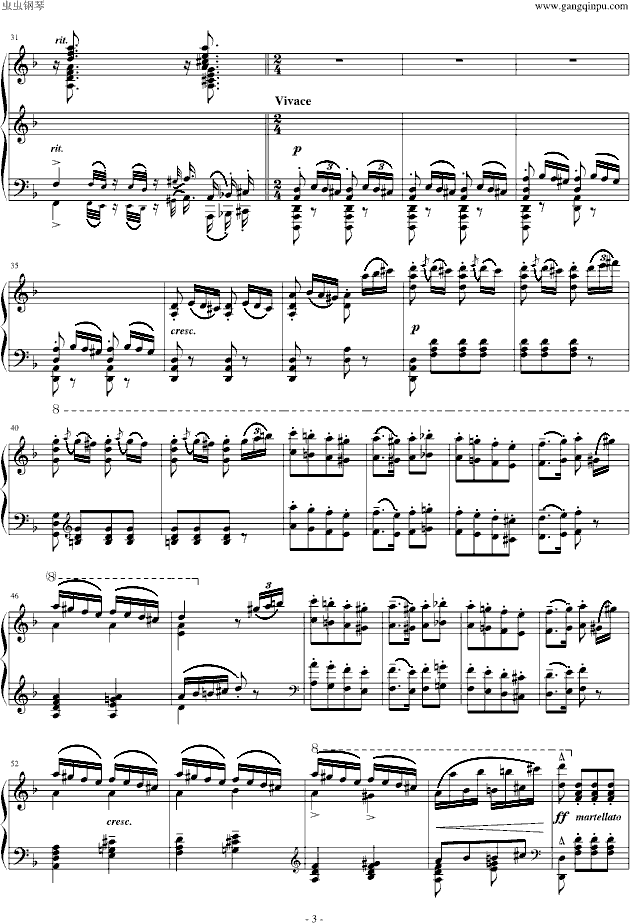 李斯特《匈牙利狂想曲第7号》 一首欢快活泼的舞曲-钢琴谱(钢琴曲)-李斯特3