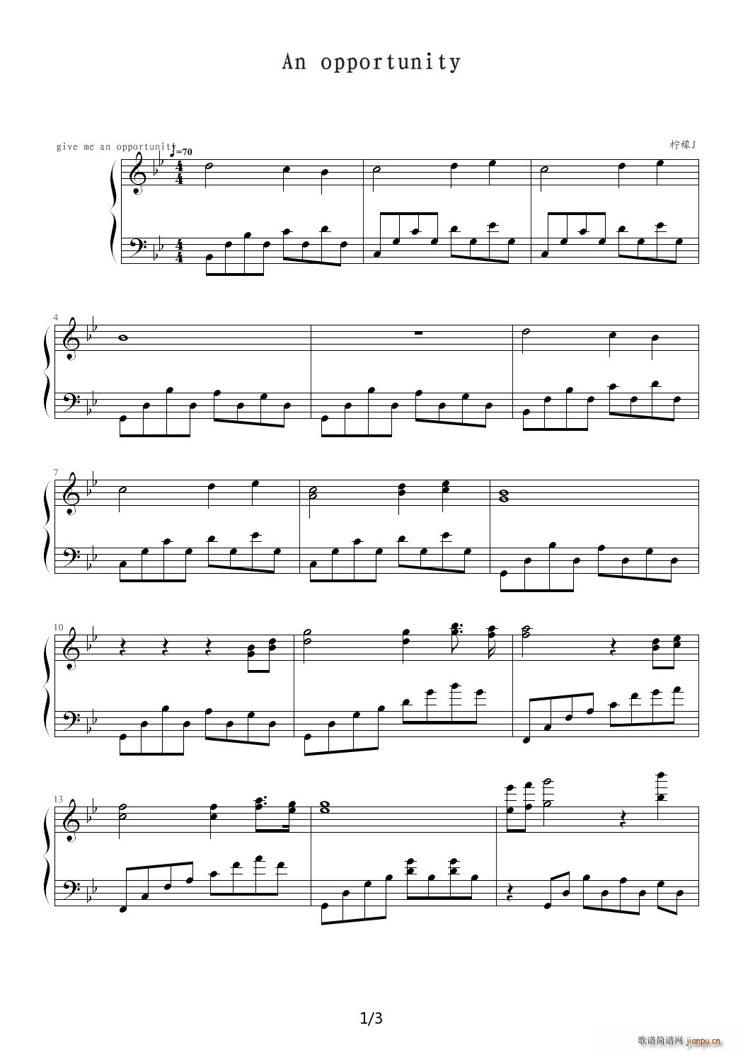 An opportunity 降B调1