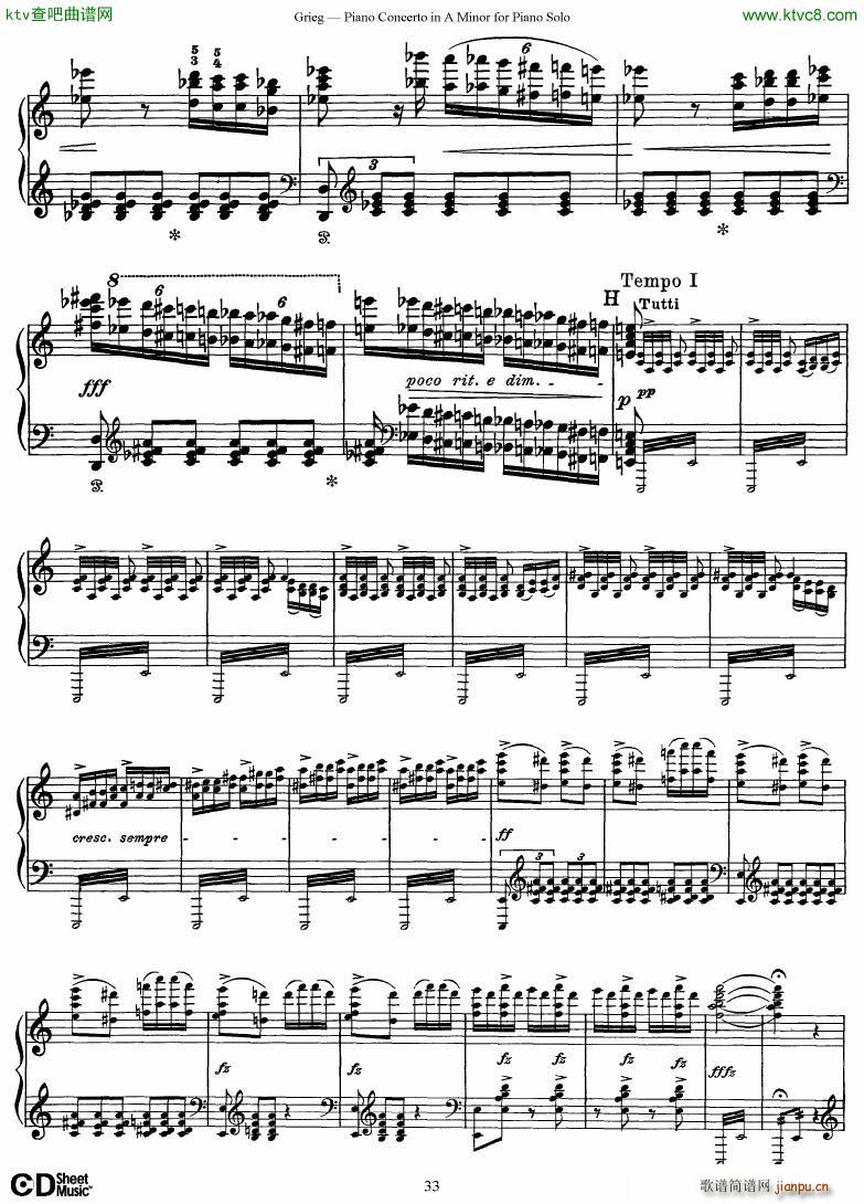 Piano Concerto in A minor Op 16 1868 rev 1907 piano solo arr33
