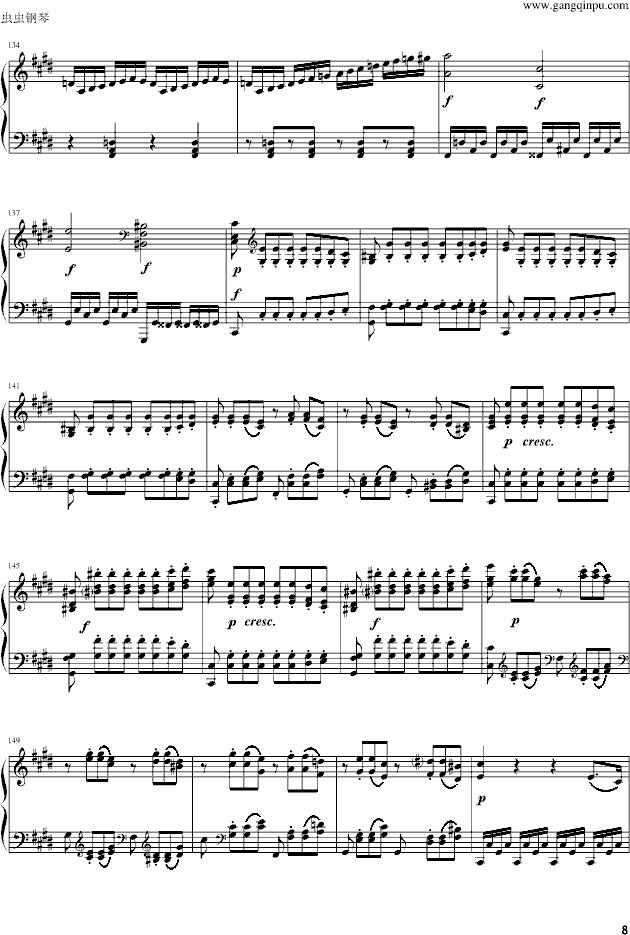 《月光奏鸣曲》第三乐章-雨田版-钢琴谱(钢琴曲)-贝多芬-beethoven8