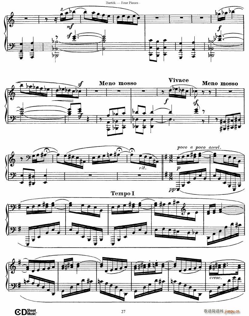 Bartok DD 71 Four Piano Pieces27