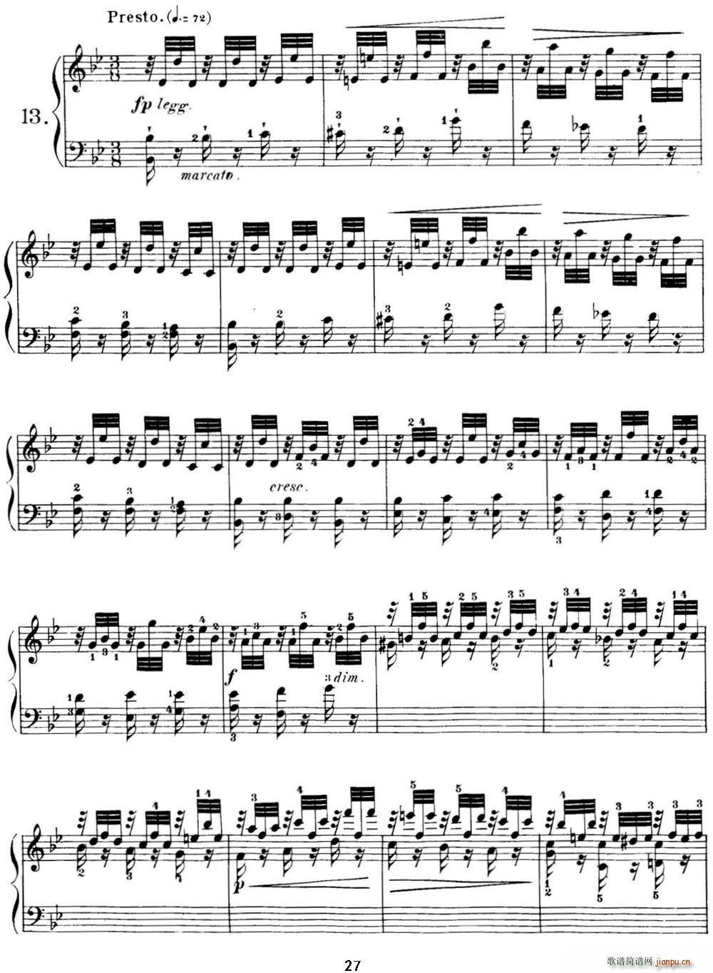 40首车尔尼Op 299钢琴快速练习曲(NO 13)1