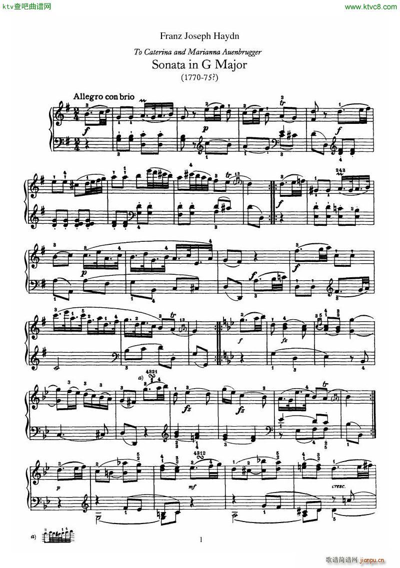 Haydn Piano Sonata No 39 In G1