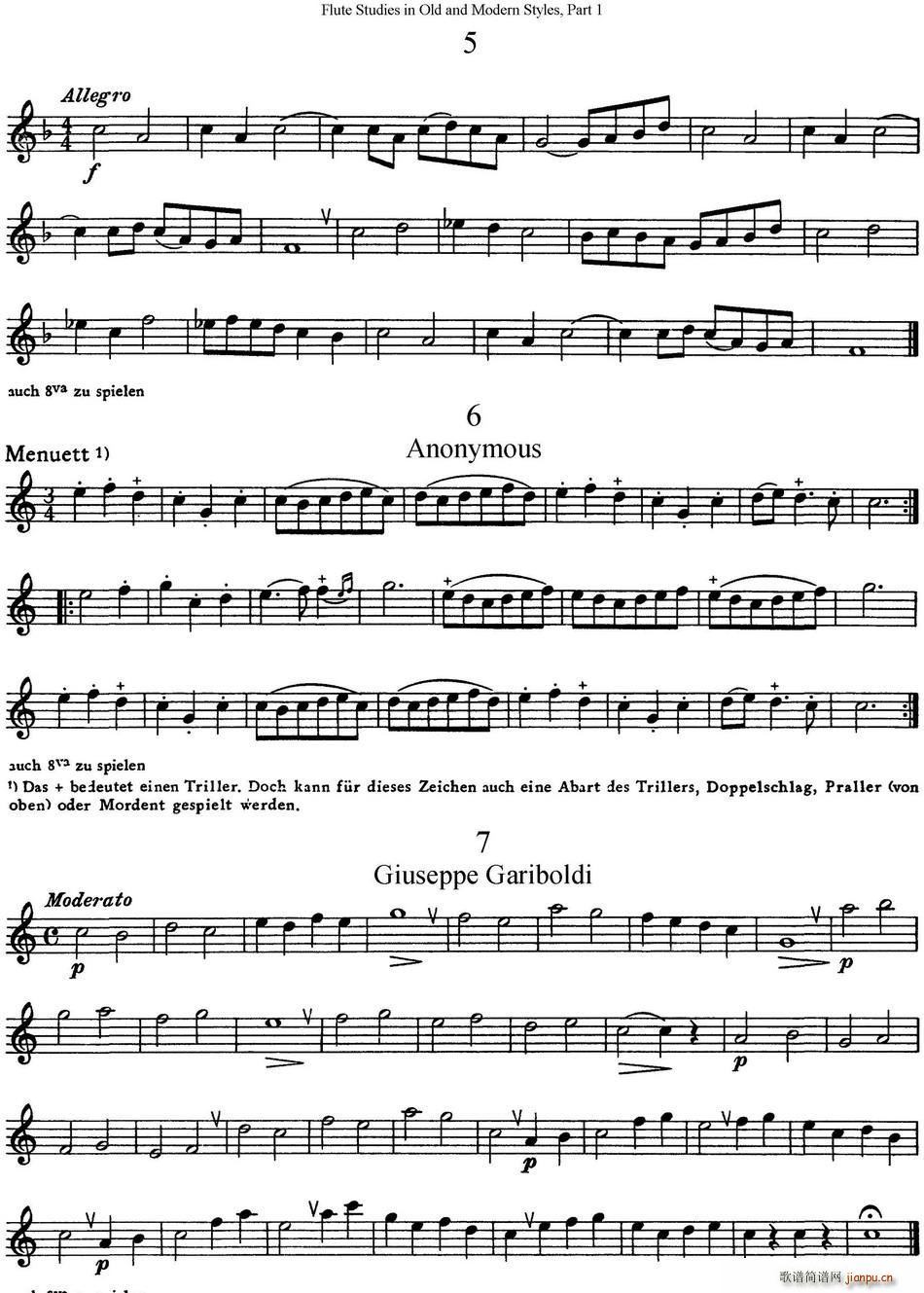 斯勒新老风格长笛练习重奏曲(第一部分)(NO 5-NO 7)1