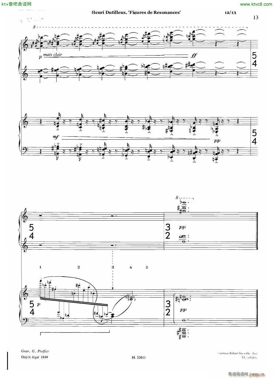 Dutilleux Figures de Résonances for Two Pianos12