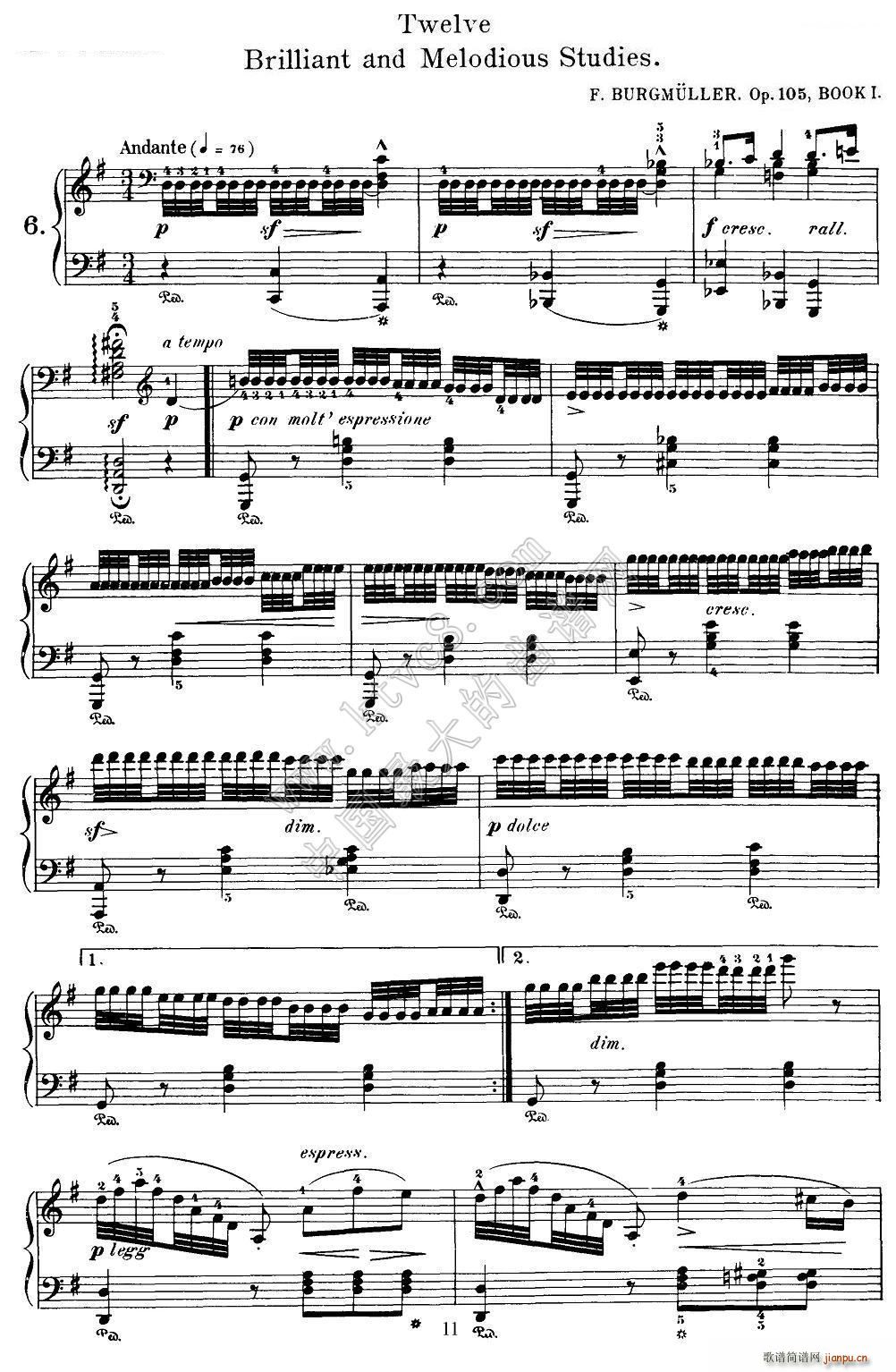 Burgmuller - 12 Brillian and Melodious Studies（6）1
