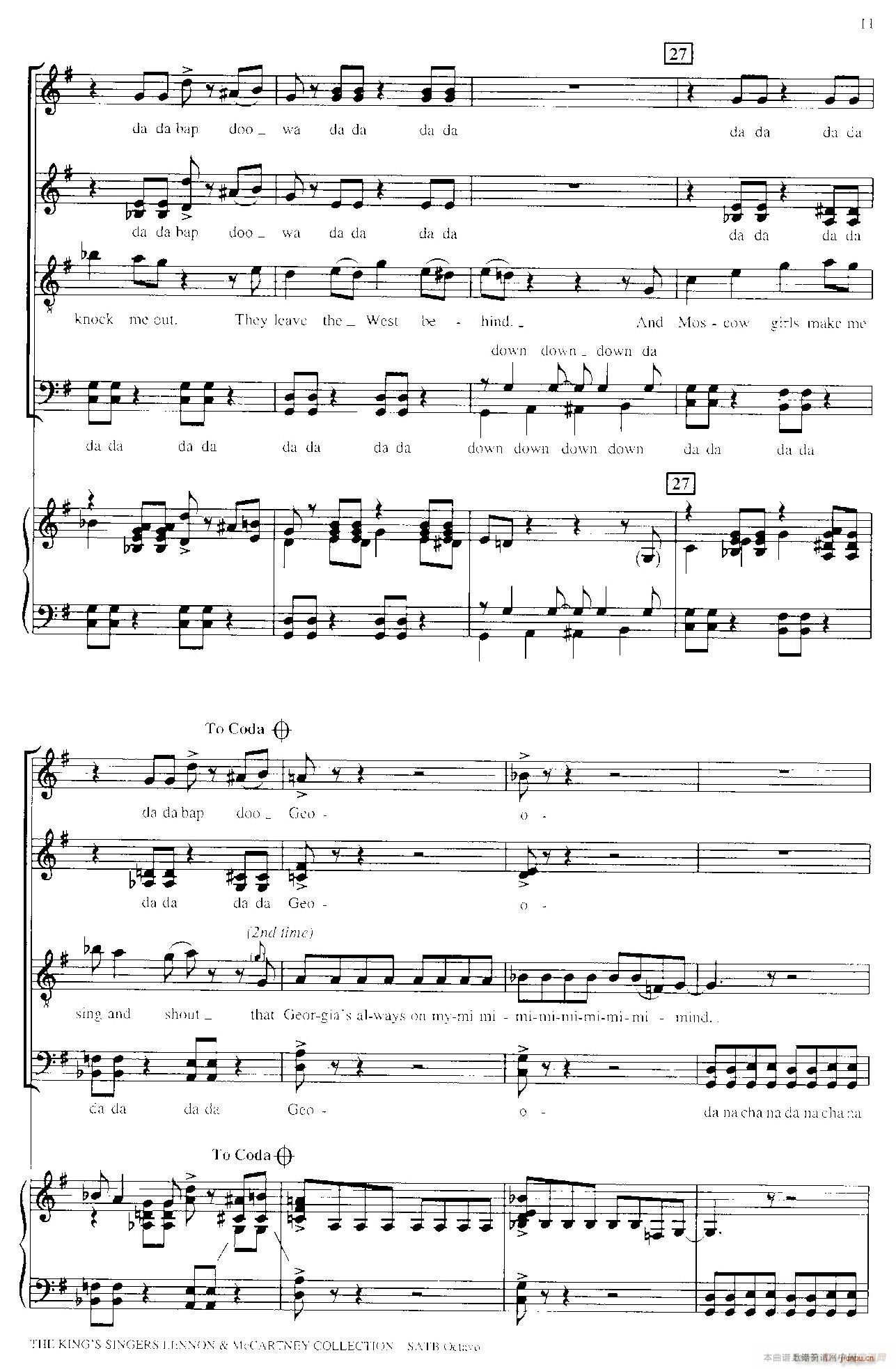 Back in the U S S R （四重奏 钢琴伴奏）4