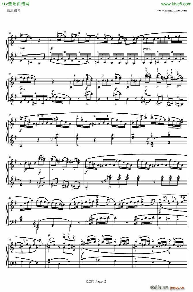 莫扎特G大调钢琴奏鸣曲K 283_莫扎特2