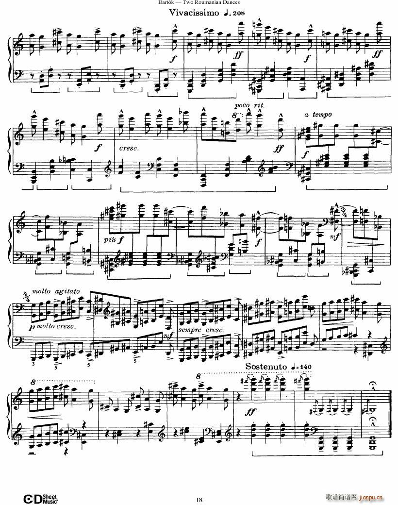 Bartok SZ 43 Two romanian dances op8a18