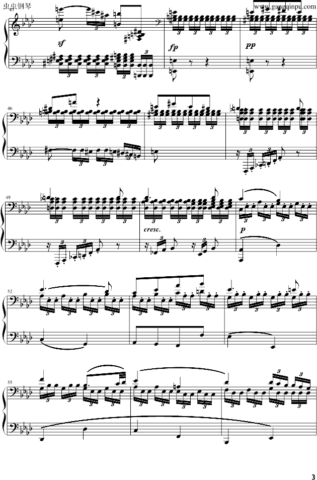 《悲怆奏鸣曲》第二乐章-钢琴谱(钢琴曲)-贝多芬-beethoven3