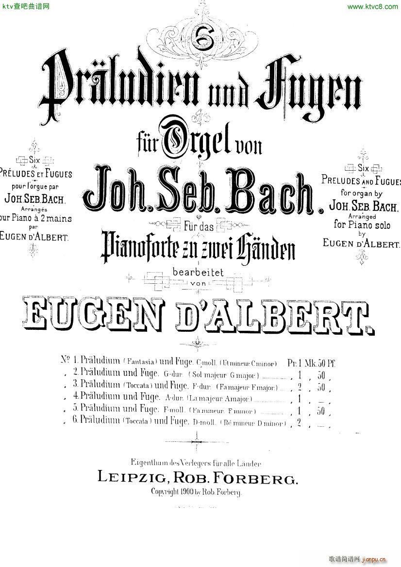 Bach D Albert Prelude and fugue in c minor1