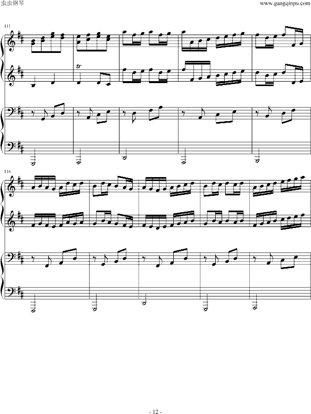 卡农四手联弹-Charm改编版-钢琴谱(钢琴曲)-帕赫贝尔-Pachelbel12