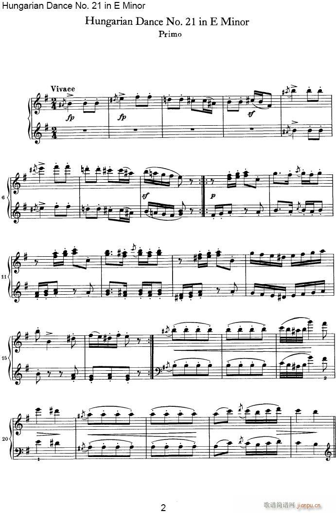Hungarian Dance NO.21in E Minor62