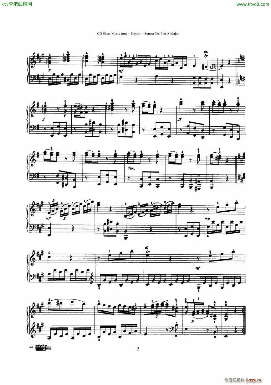 Haydn Joseph Sonata no 5 in A Major2