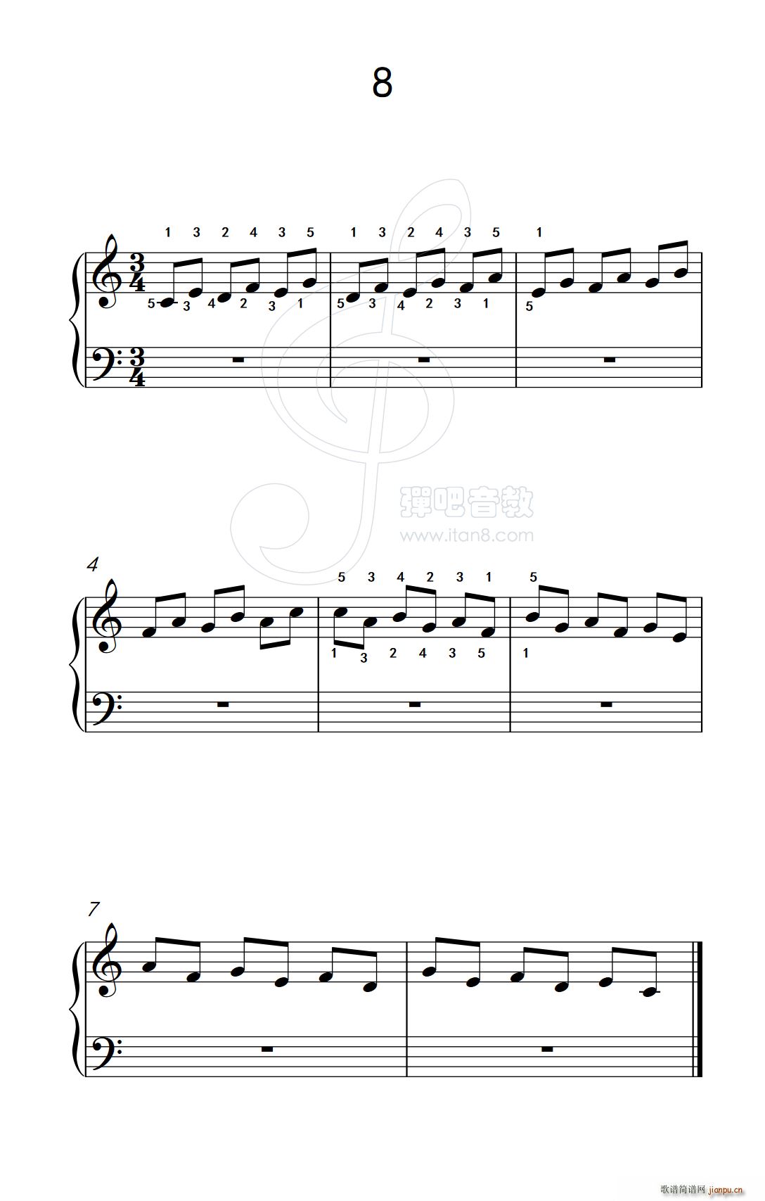非连音练习 8(儿童钢琴手指练习 2)1
