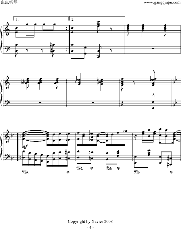 小瀑布(爵士)The Cascades(Jazz)-钢琴谱(钢琴曲)-Scott Joplin4
