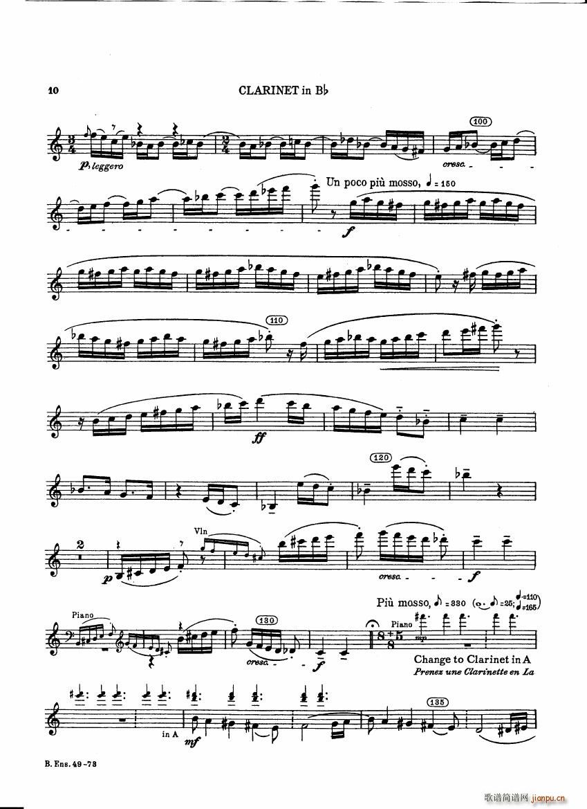 Bartok SZ 111 Contrasts clarinets A and Bb10