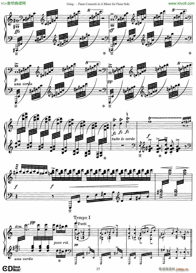 Piano Concerto in A minor Op 16 1868 rev 1907 piano solo arr15