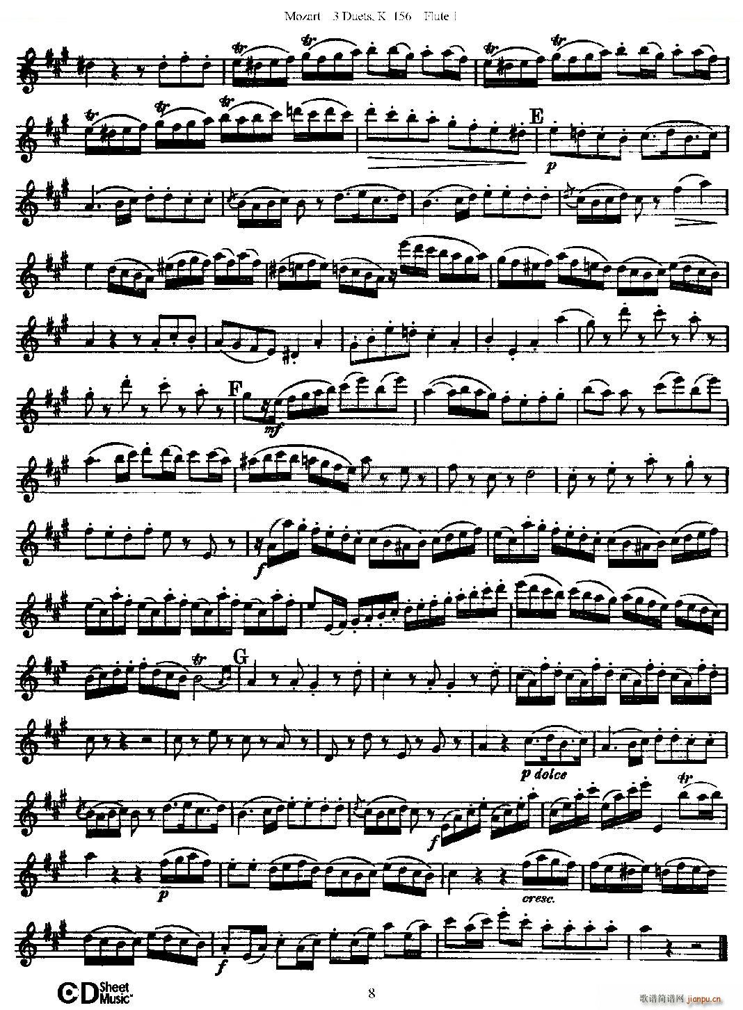 3 Duets K 156 之第一长笛（二重奏三首 K156号） 铜管8