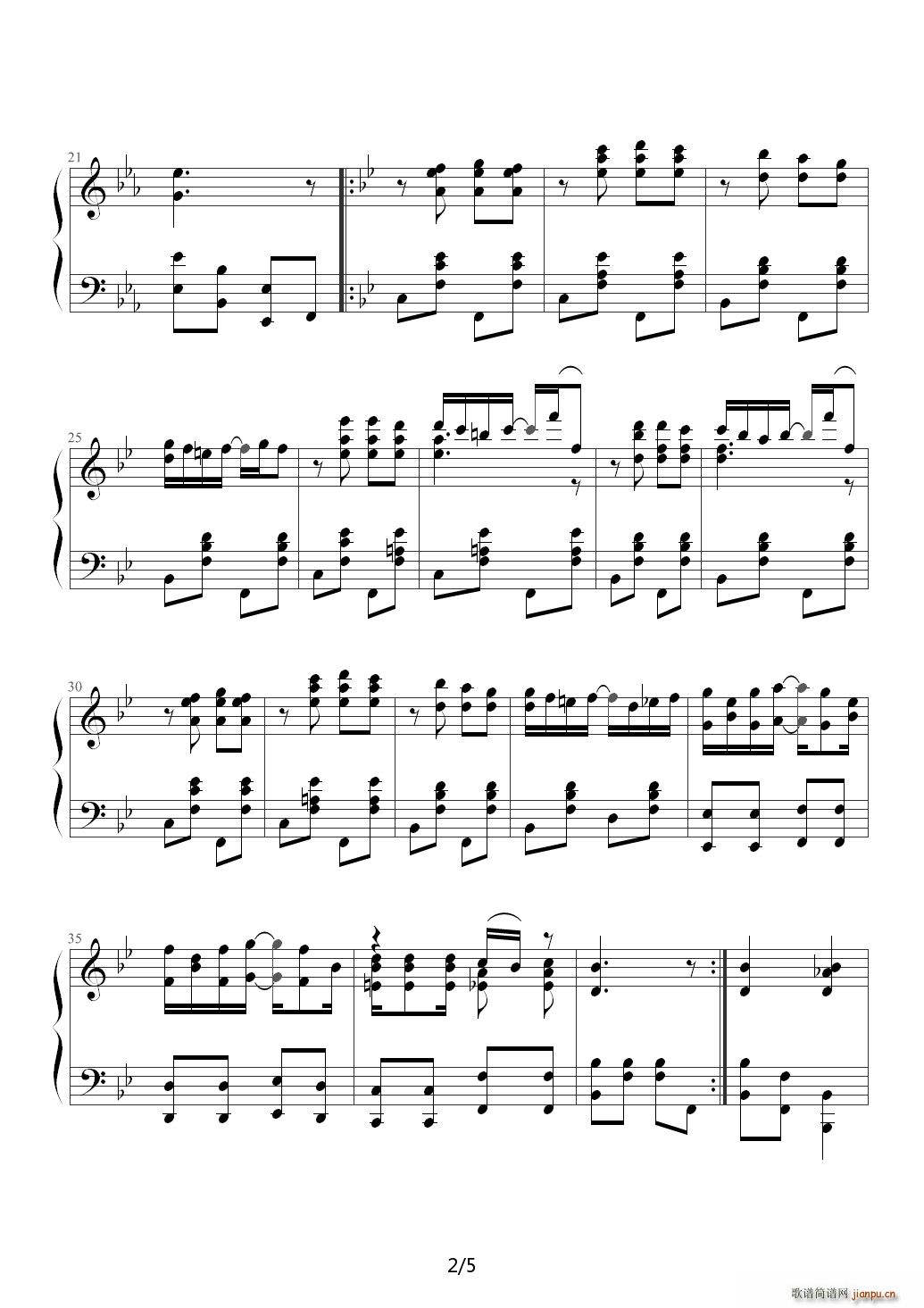 Peacherine Rag（海上钢琴师插曲 斯科特?乔普林（Scott Joplin）） 降E调2