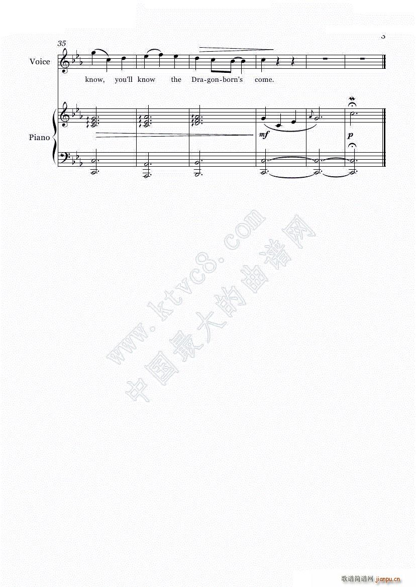 The Dragonborn Comes (Voice Piano)_上古卷轴3