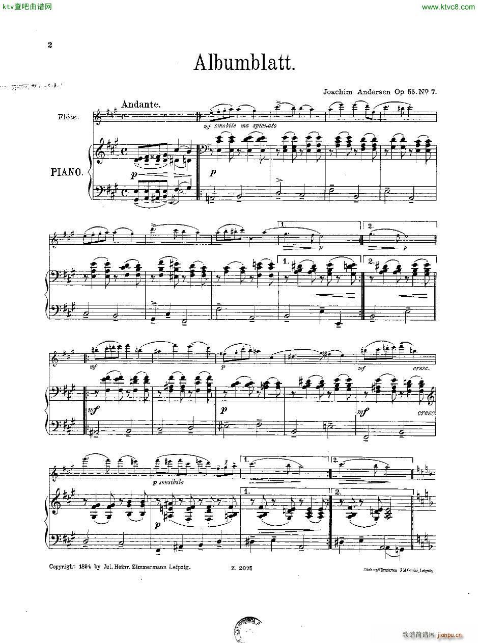 Andersen op 55 Acht Vortragsstücke fl pno45