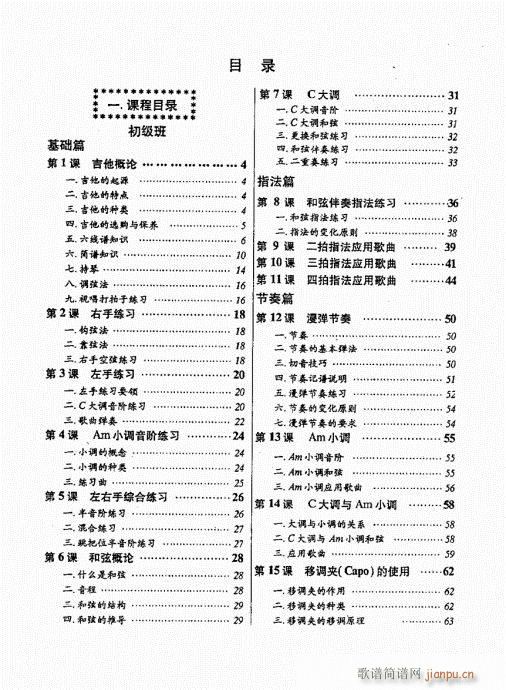 民谣吉他经典教程目录1-201