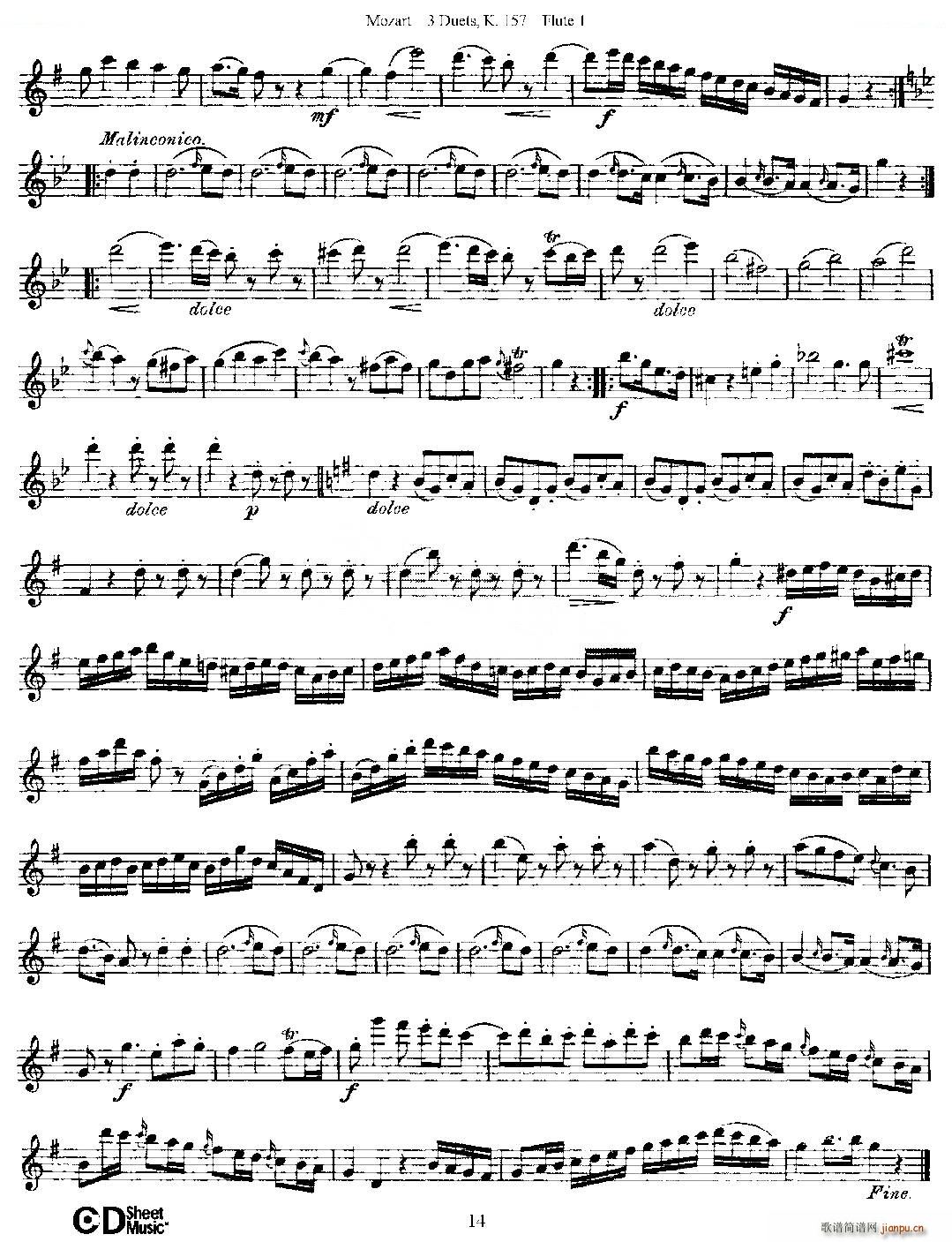 3 Duets K 157 之第一长笛（二重奏三首 K157号） 铜管14