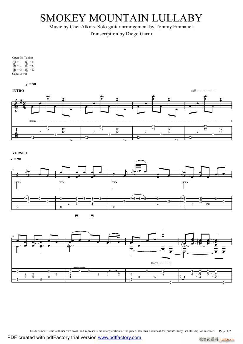 tommy emmanuel smokey mountain lullaby（指弹吉它）1