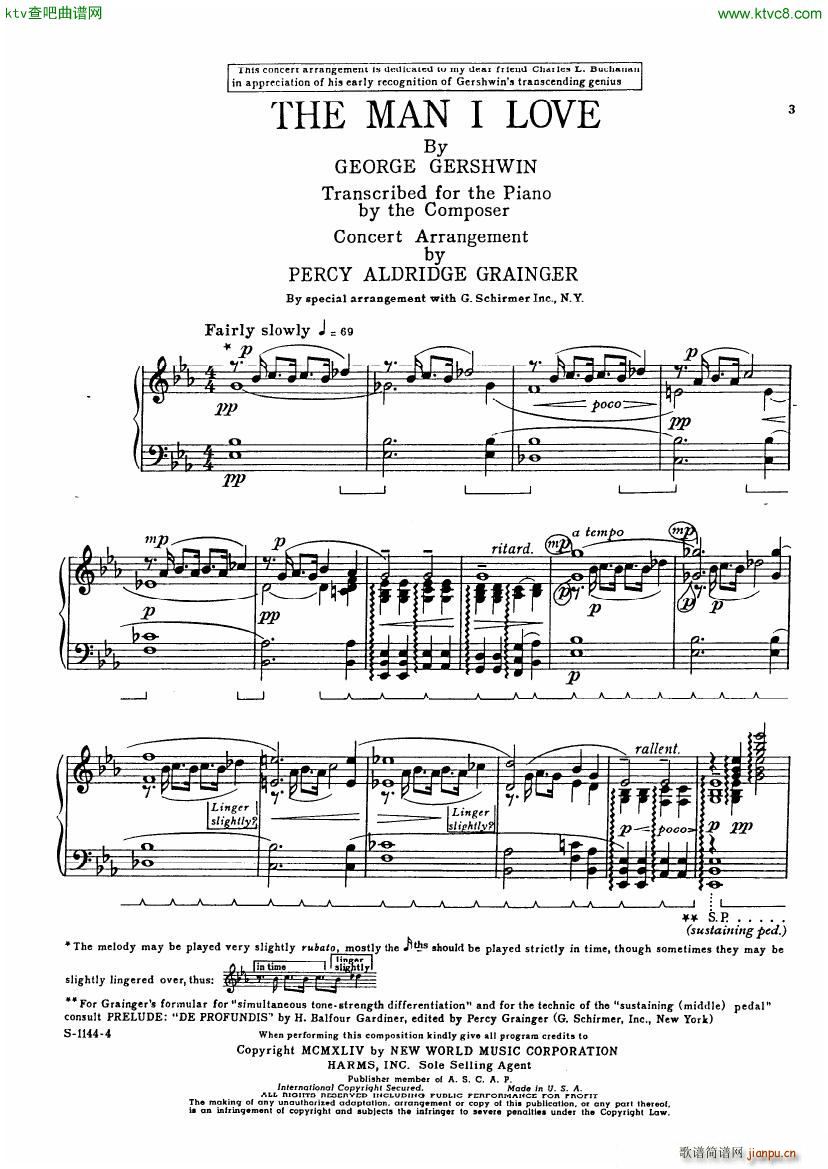 Gershwin The Man I Love Arranged by Percy Grainger2