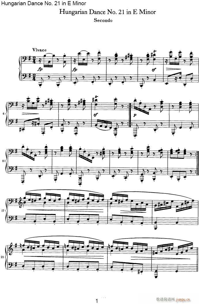 Hungarian Dance NO.21in E Minor61