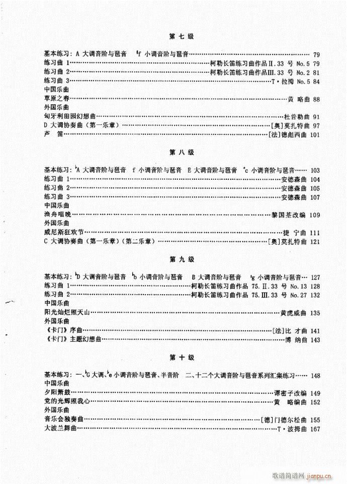 湖北艺术职业学院社会艺术考级系列教材  长笛考级教程目录1-203