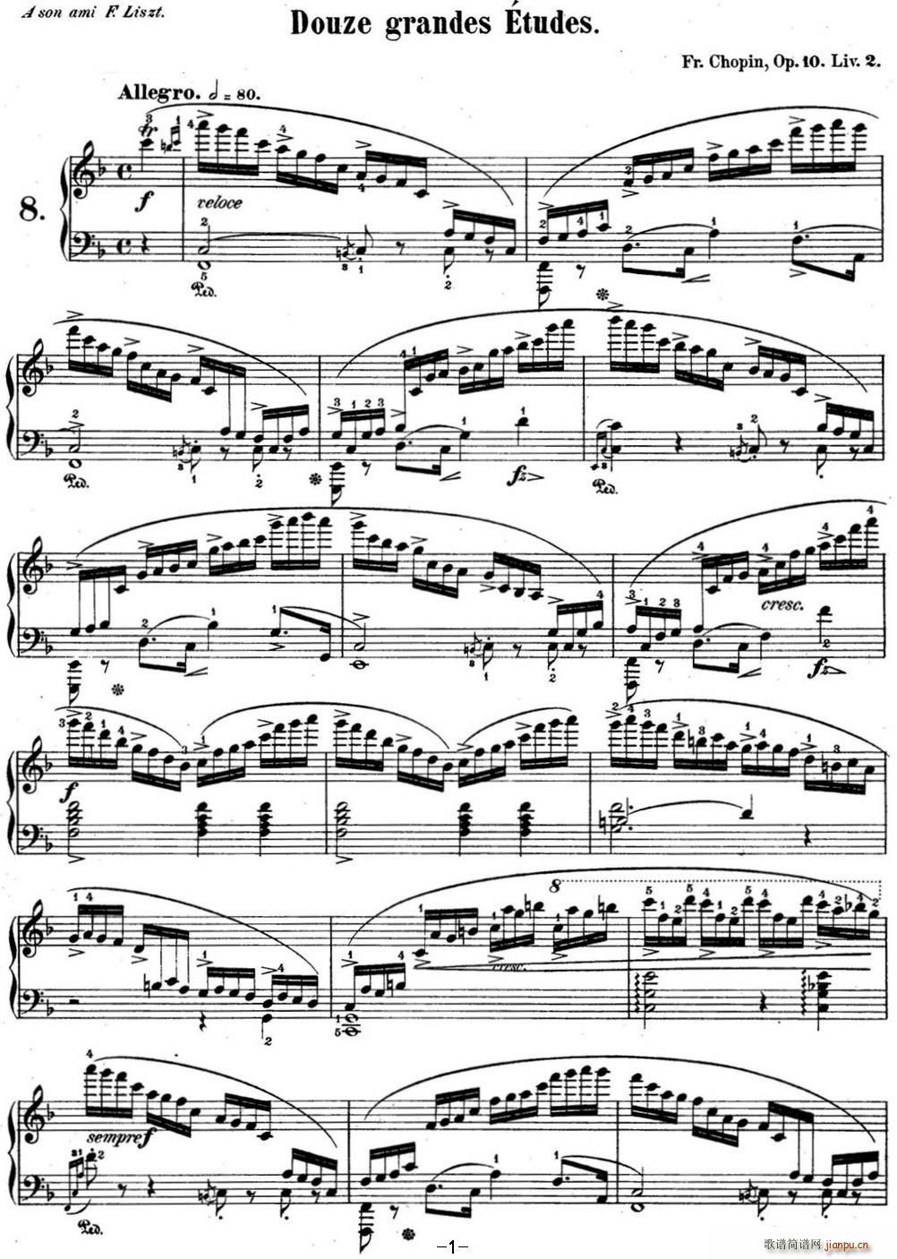 肖邦练习曲8 Op 10 No 8 F大调 F major1