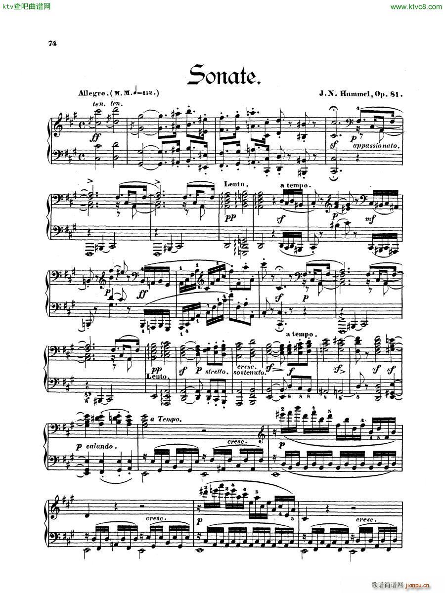 Hummel Sonata in F sharp minor Op 811