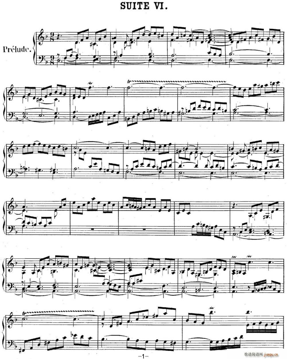 英国组曲No 6 巴赫 d小调 6th Suite BWV 8111