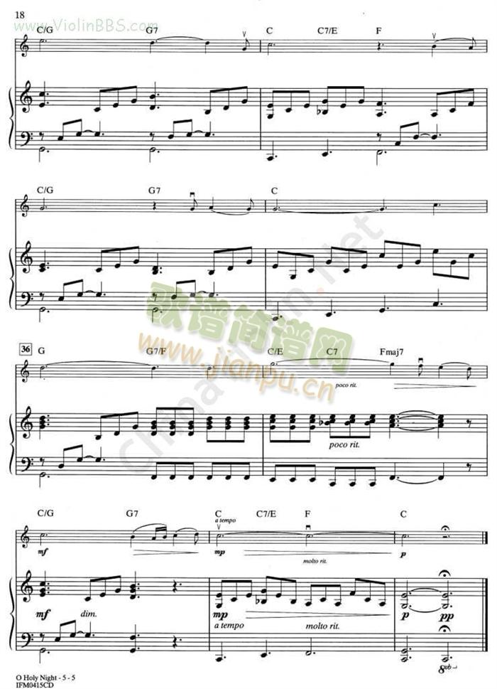 3.O HOLY NIGHT 钢琴伴奏谱5