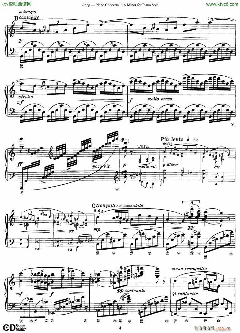 Piano Concerto in A minor Op 16 1868 rev 1907 piano solo arr4