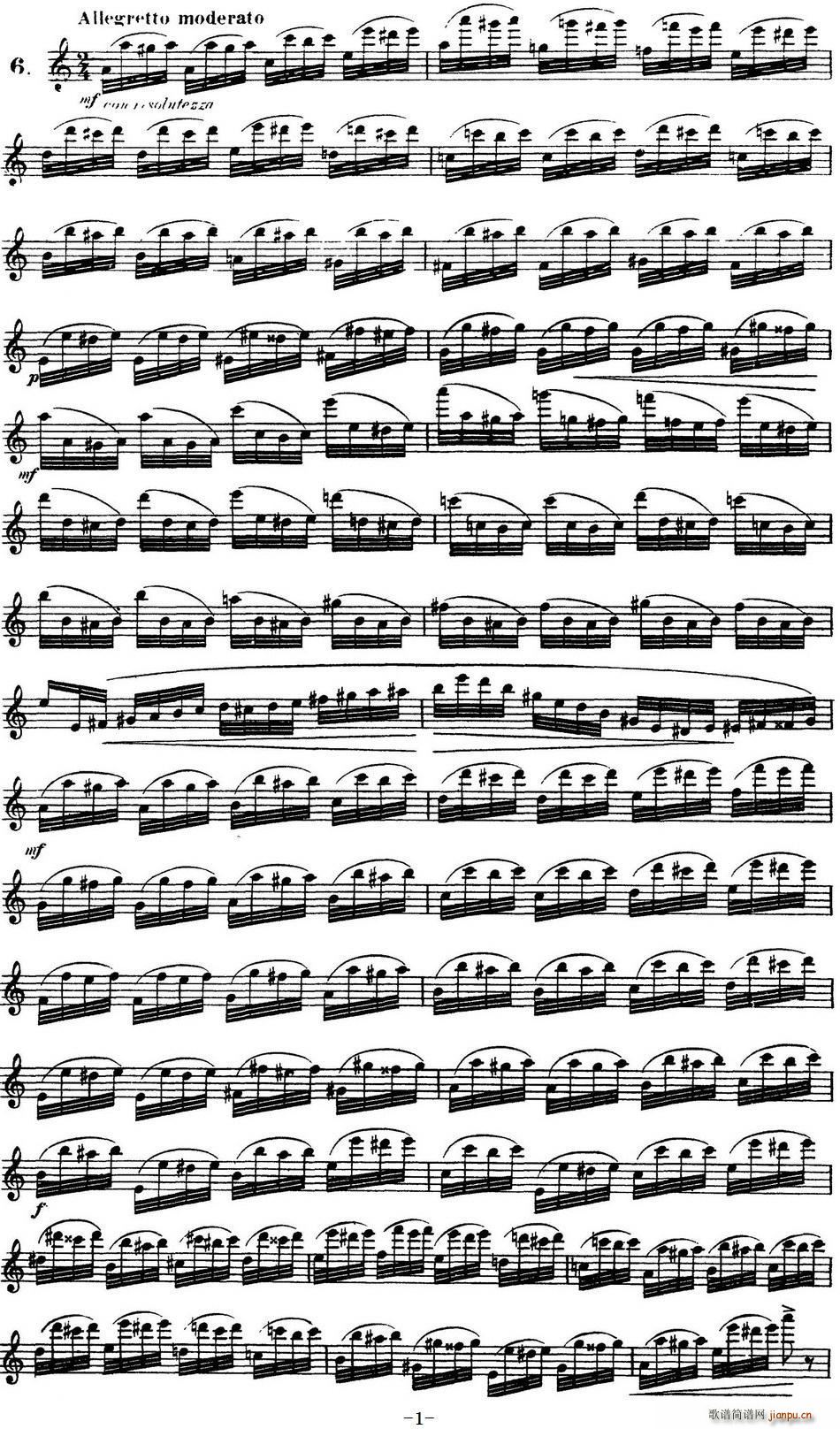 柯勒30首高级长笛练习曲作品75号(NO 6)1
