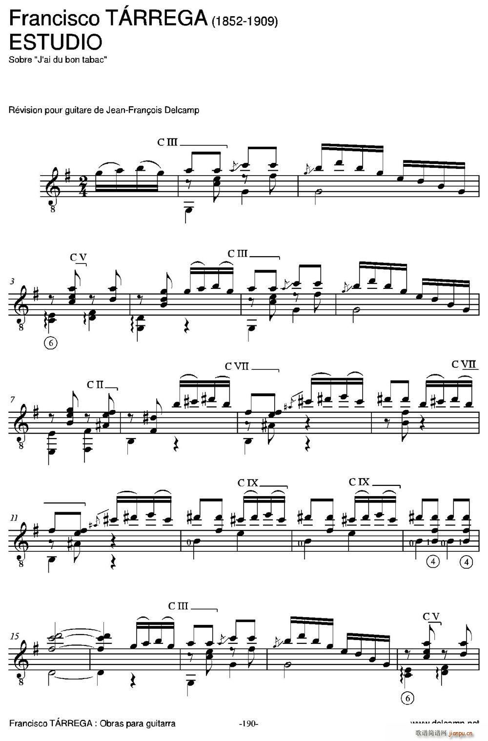 ESTUDIO(Sobre J ai du bon tabac )(古典吉他)1