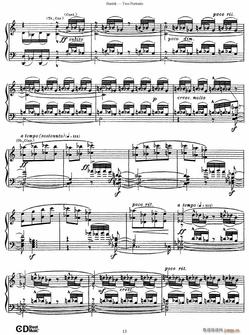 Bartok SZ 37 Two Portraits op 513